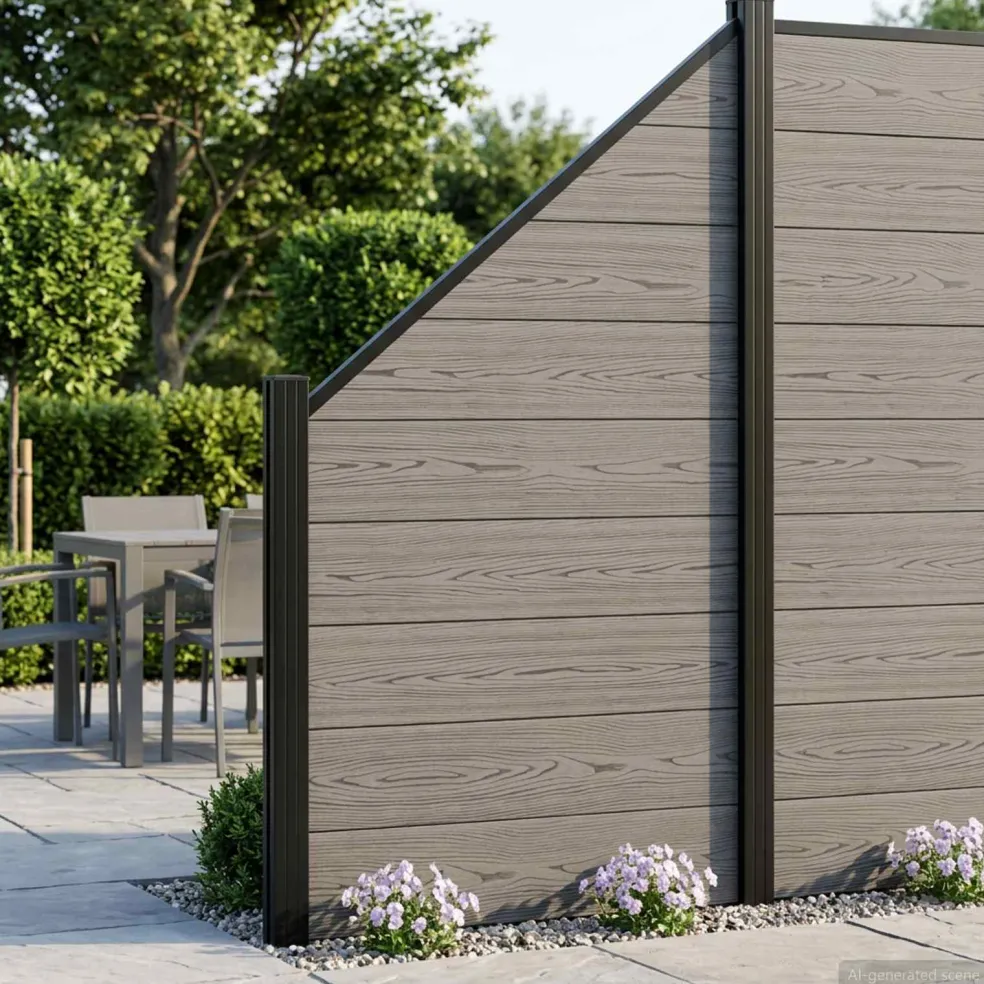 vidaXL Hek set 619 x 186 cm WPC en Aluminium Grijs