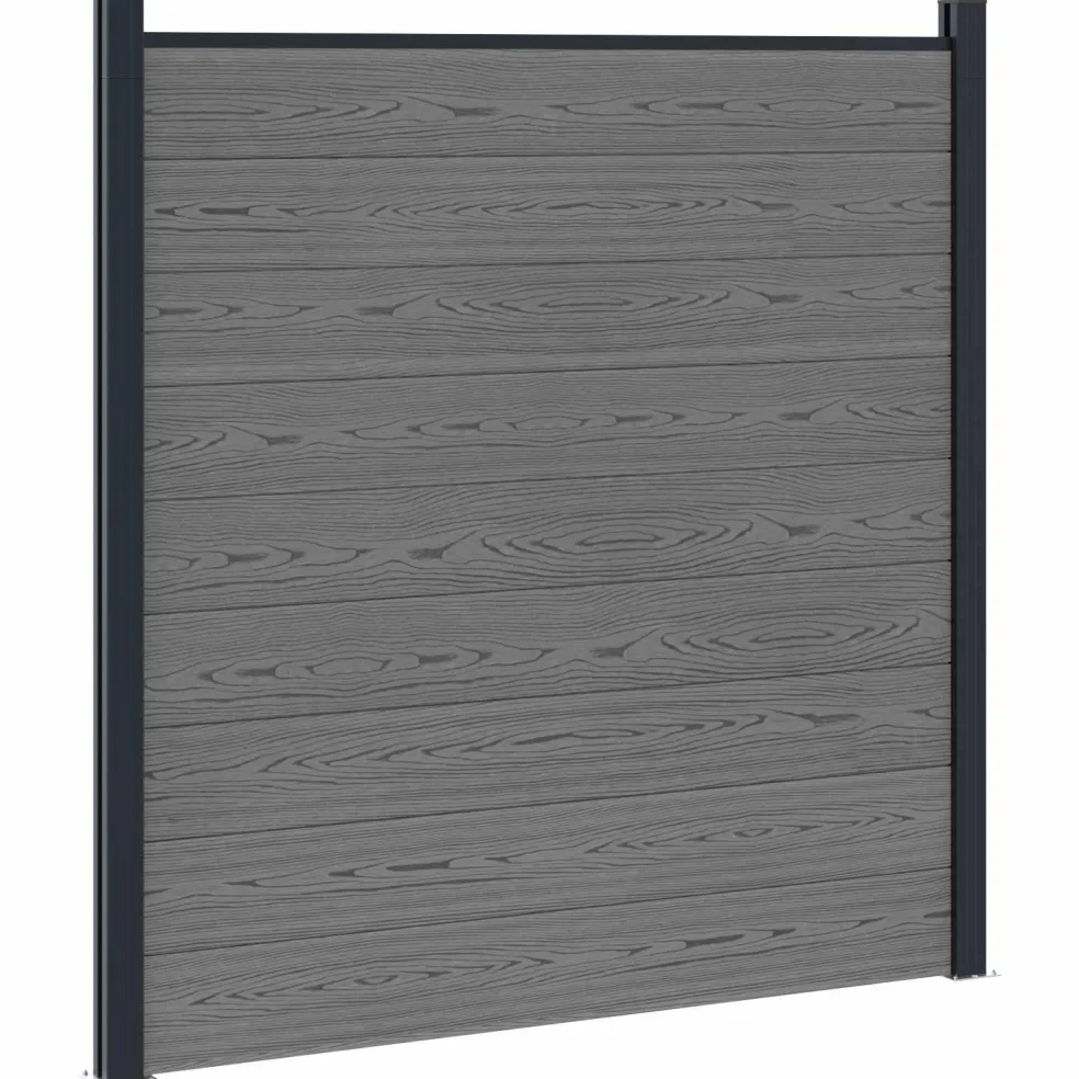 vidaXL Hek set 619 x 186 cm WPC en Aluminium Grijs