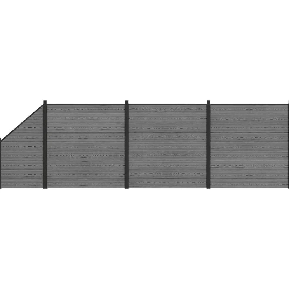 vidaXL Hek set 619 x 186 cm WPC en Aluminium Grijs