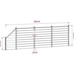vidaXL Hek set 619 x 186 cm WPC en Aluminium Grijs