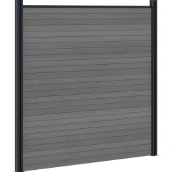 vidaXL Hek set 619 x 186 cm WPC en Aluminium Grijs