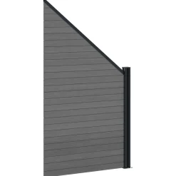 vidaXL Hek set 619 x 186 cm WPC en Aluminium Grijs