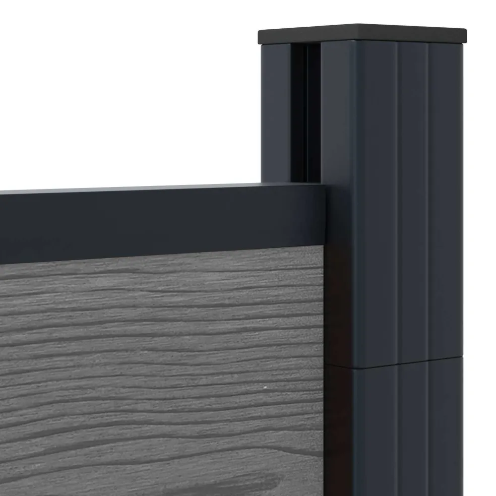 vidaXL Hek set 699 x 186 cm WPC en Aluminium Grijs