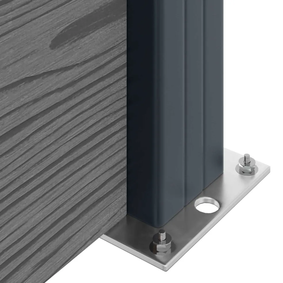 vidaXL Hek set 699 x 186 cm WPC en Aluminium Grijs