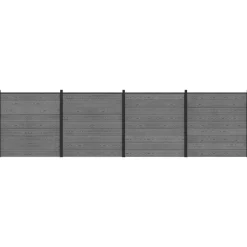 vidaXL Hek set 699 x 186 cm WPC en Aluminium Grijs