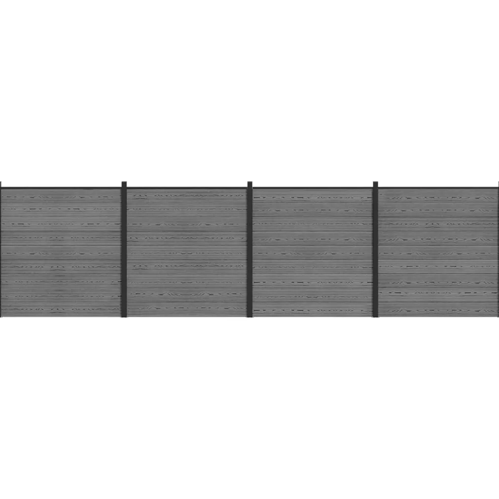 vidaXL Hek set 699 x 186 cm WPC en Aluminium Grijs