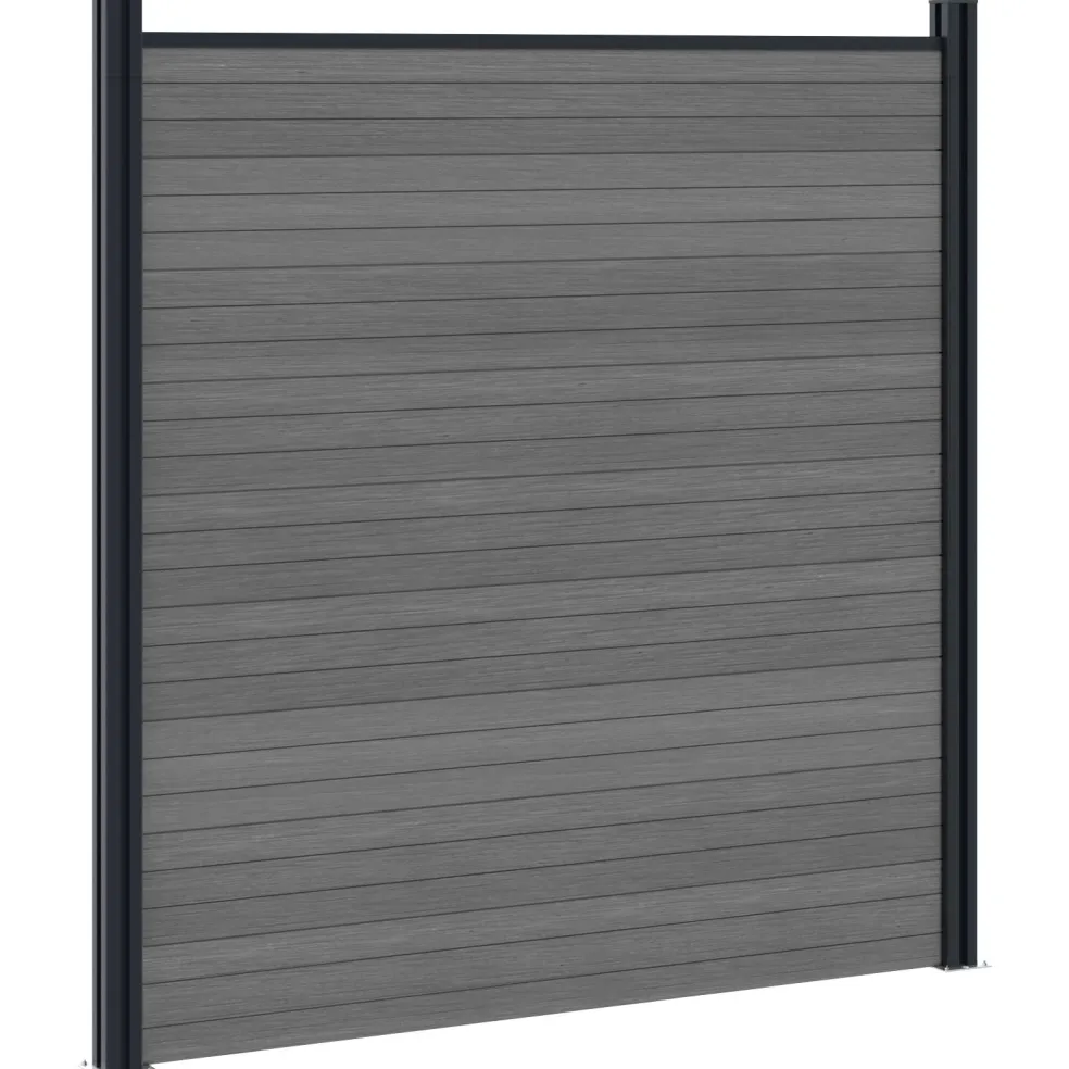 vidaXL Hek set 699 x 186 cm WPC en Aluminium Grijs