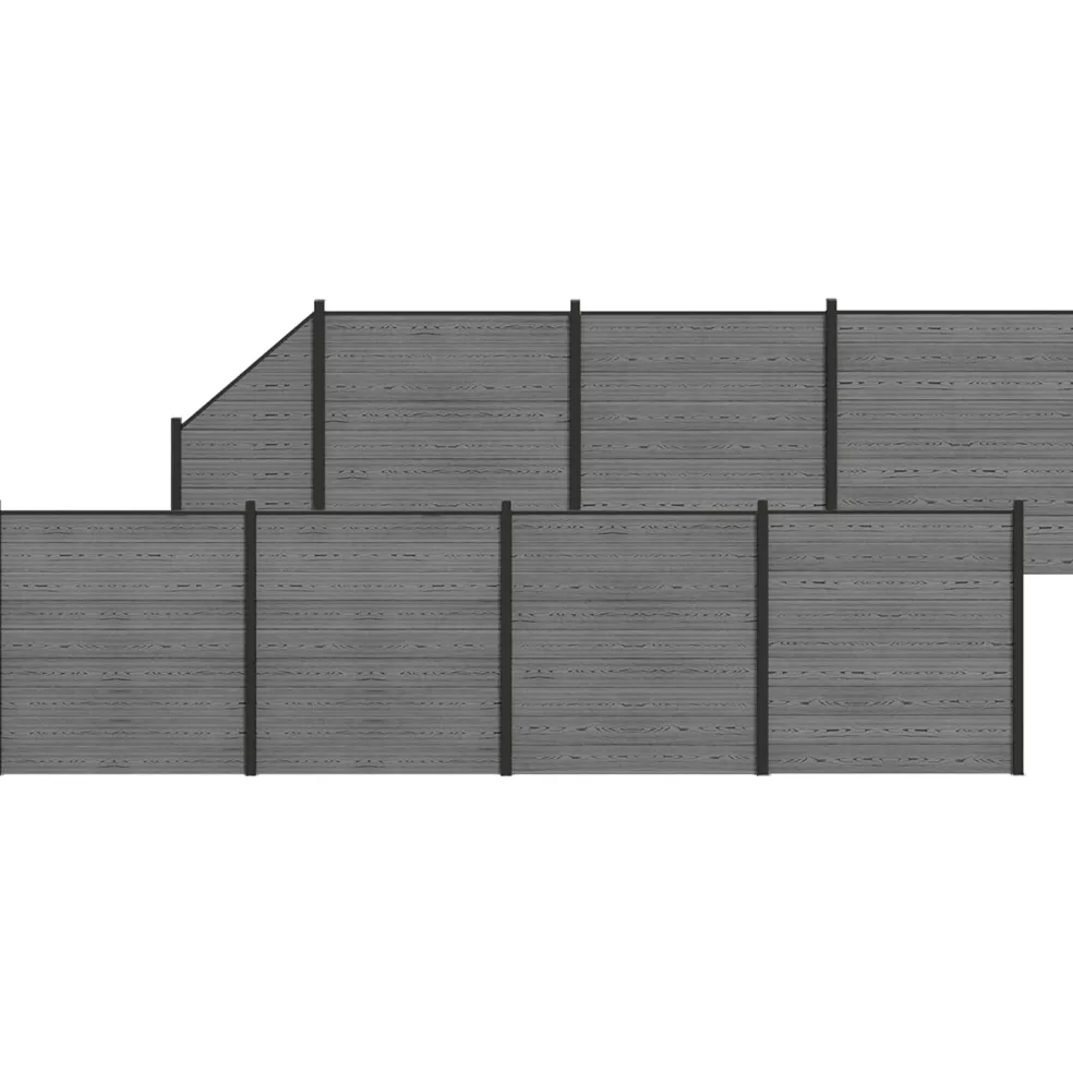 vidaXL Hek set 1311 x 186 cm WPC en Aluminium Grijs