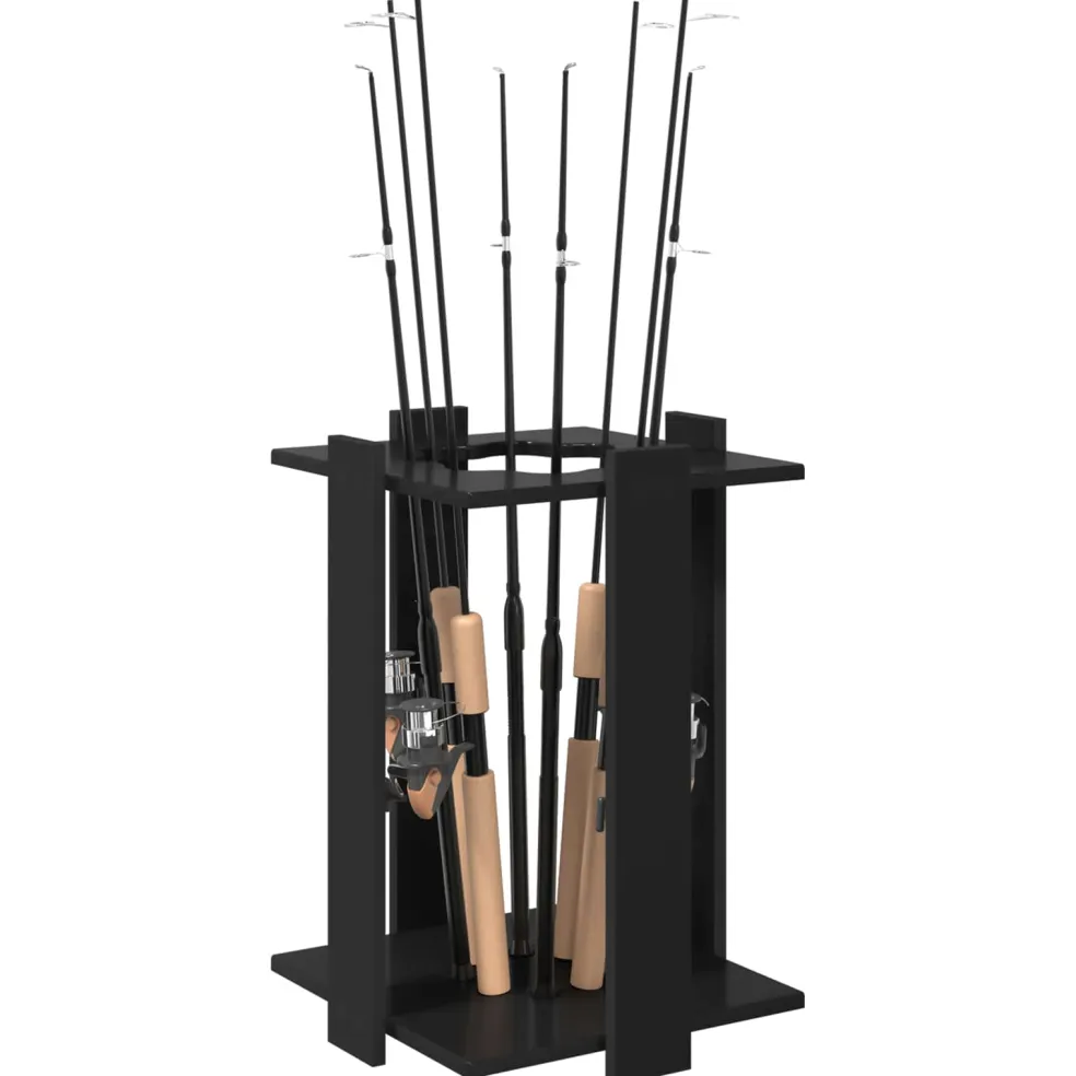 vidaXL Hengelhouder Bewerkt hout 42 x 43 x 60 cm Zwart
