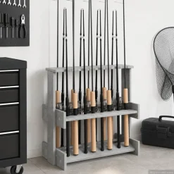 vidaXL Hengelhouder Bewerkt hout 60 x 35 x 60 cm Betongrijs