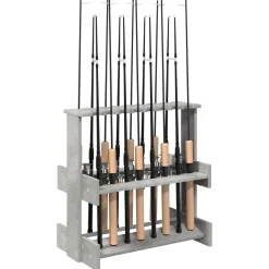 vidaXL Hengelhouder Bewerkt hout 60 x 35 x 60 cm Betongrijs