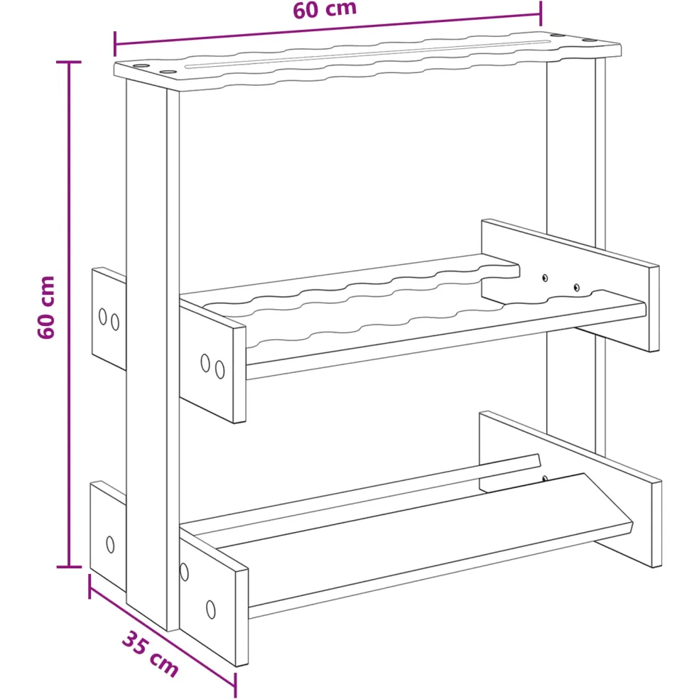 vidaXL Hengelhouder Bewerkt hout 60 x 35 x 60 cm Betongrijs