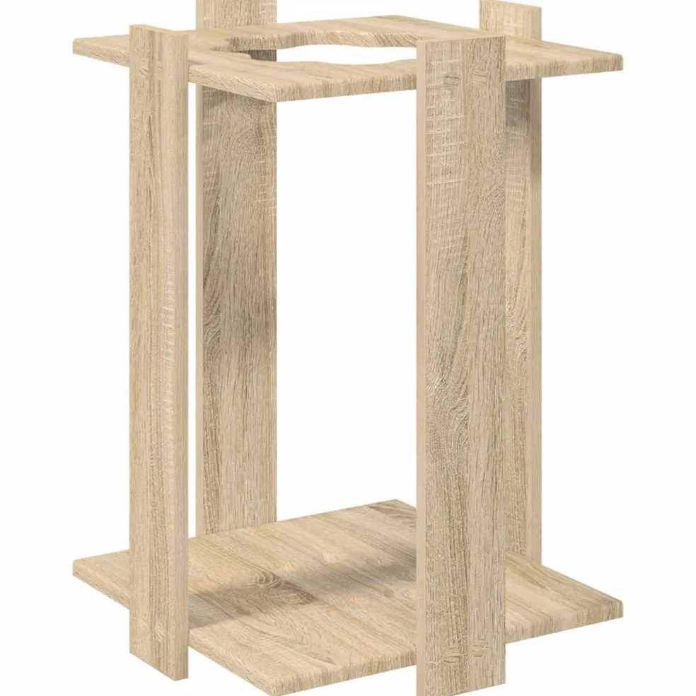 vidaXL Hengelhouder Bewerkt hout 60 x 35 x 60 cm Artisanaal eiken