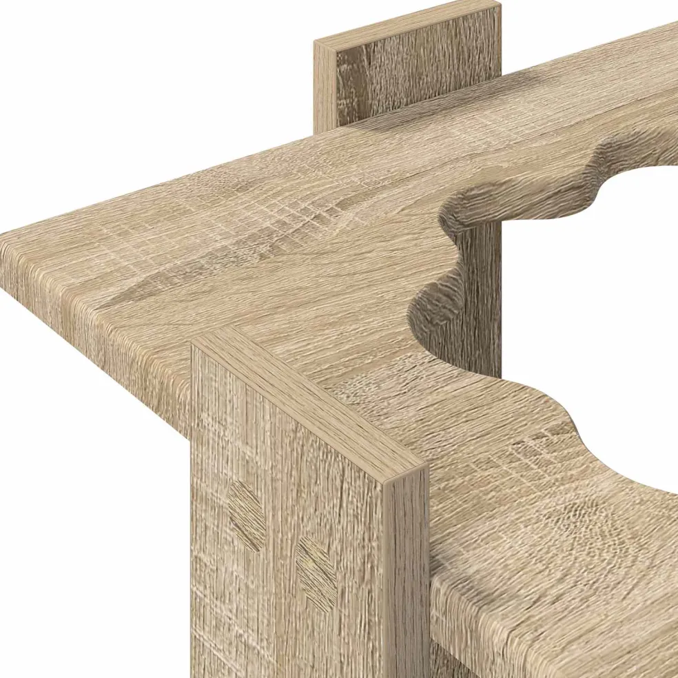 vidaXL Hengelhouder Bewerkt hout 60 x 35 x 60 cm Artisanaal eiken