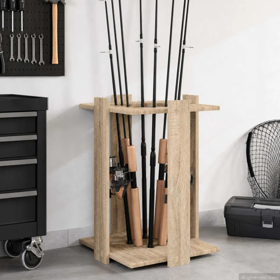 vidaXL Hengelhouder Bewerkt hout 60 x 35 x 60 cm Artisanaal eiken