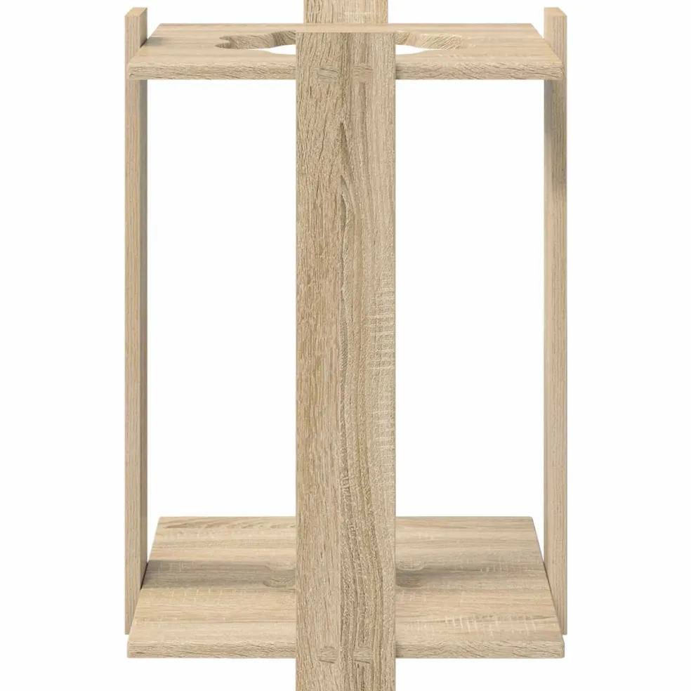 vidaXL Hengelhouder Bewerkt hout 60 x 35 x 60 cm Artisanaal eiken