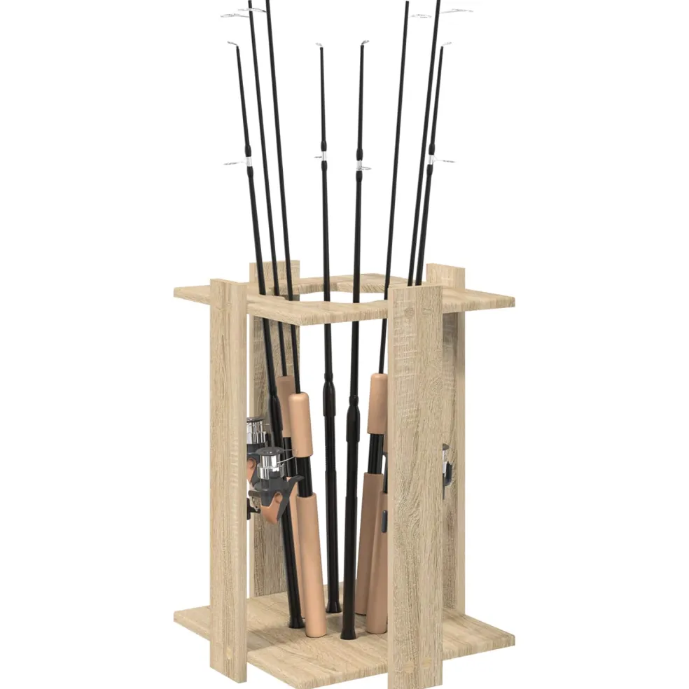 vidaXL Hengelhouder Bewerkt hout 60 x 35 x 60 cm Artisanaal eiken