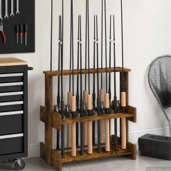 vidaXL Hengelhouder Bewerkt hout 60 x 35 x 60 cm Gerookt eiken