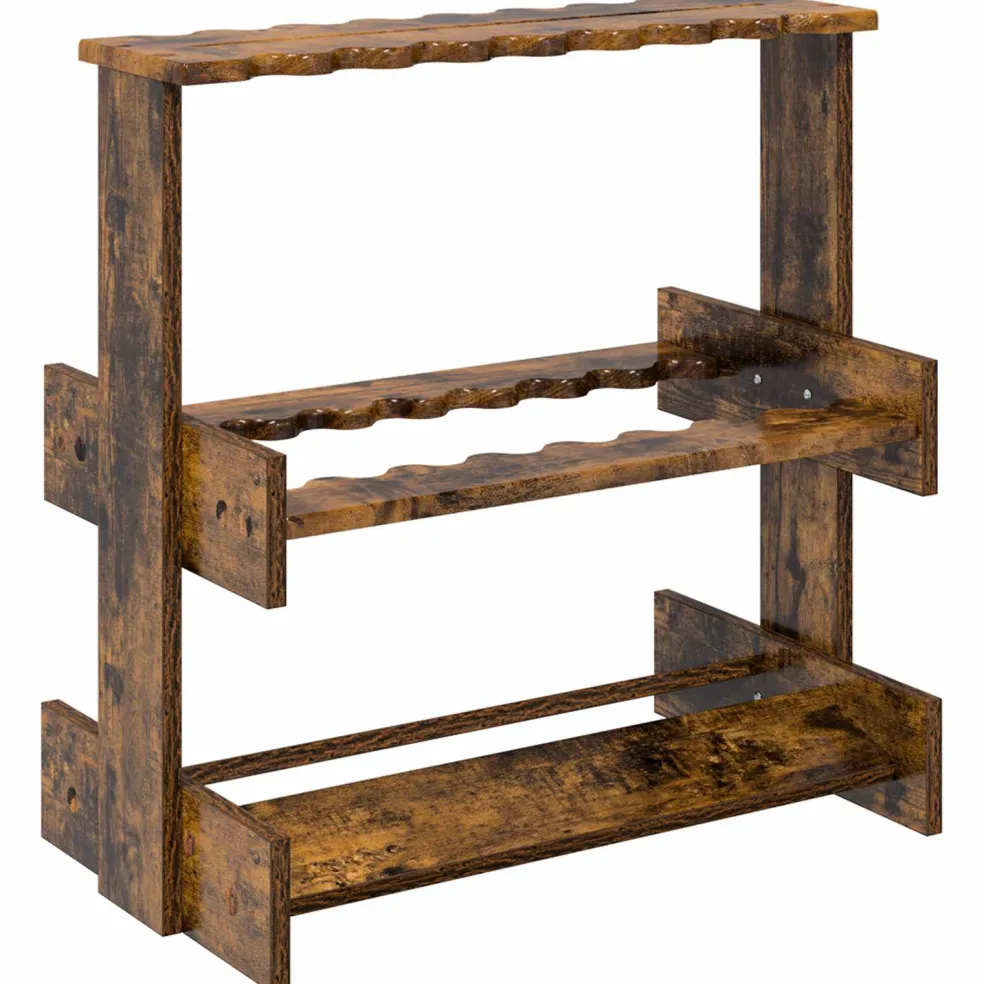 vidaXL Hengelhouder Bewerkt hout 60 x 35 x 60 cm Gerookt eiken