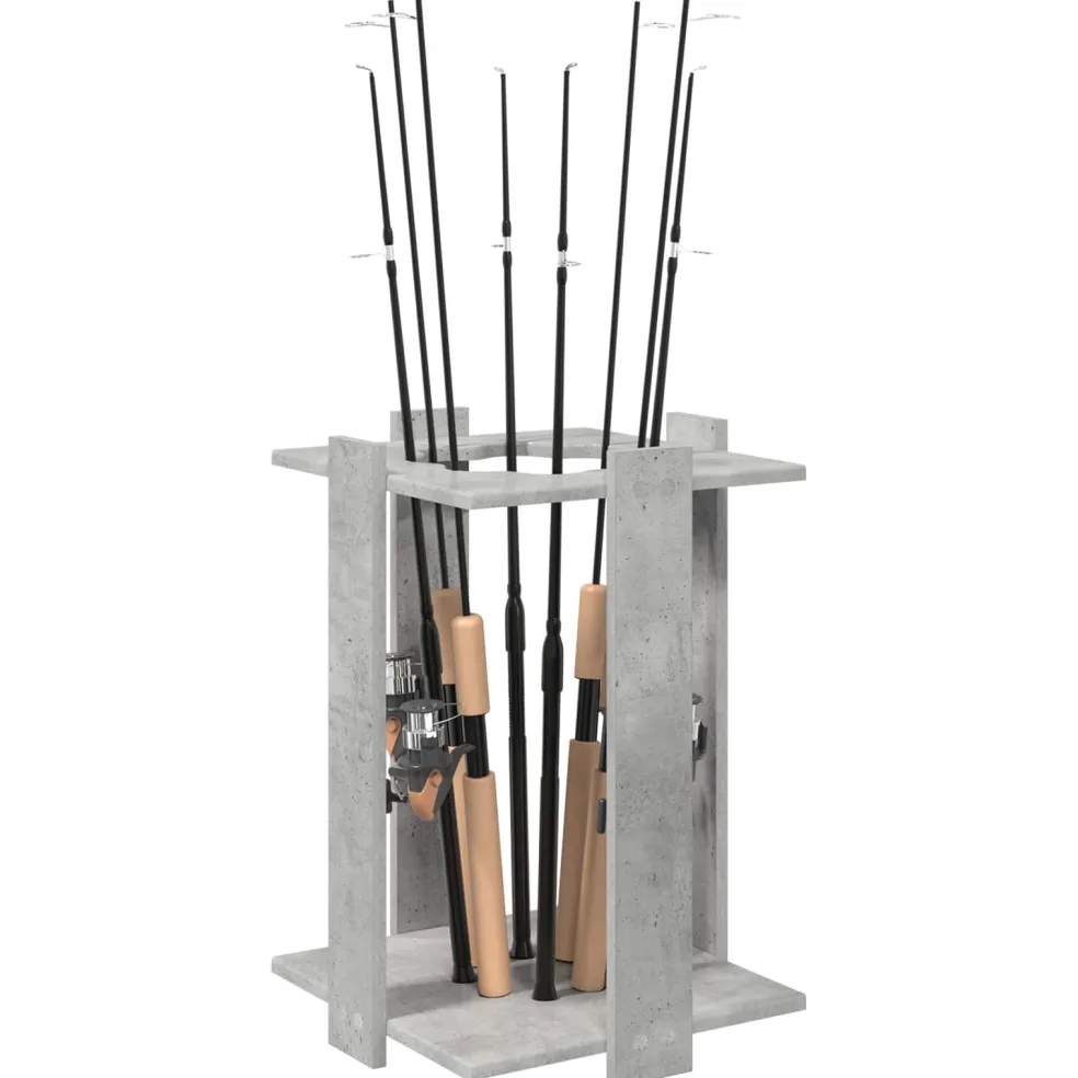 vidaXL Hengelhouder Bewerkt hout 42 x 43 x 60 cm Betongrijs