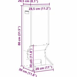 vidaXL Hertenvoerbak Zwart 28 x 30 x 80 cm 3 kg Koudgewalst Staal