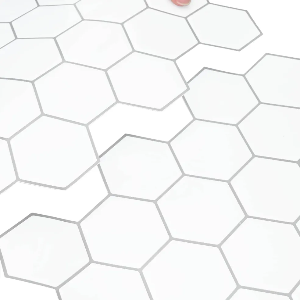 vidaXL Hexagon tegel 10 st Wit Grijs 30 x 30 cm Polyurethaan en PET