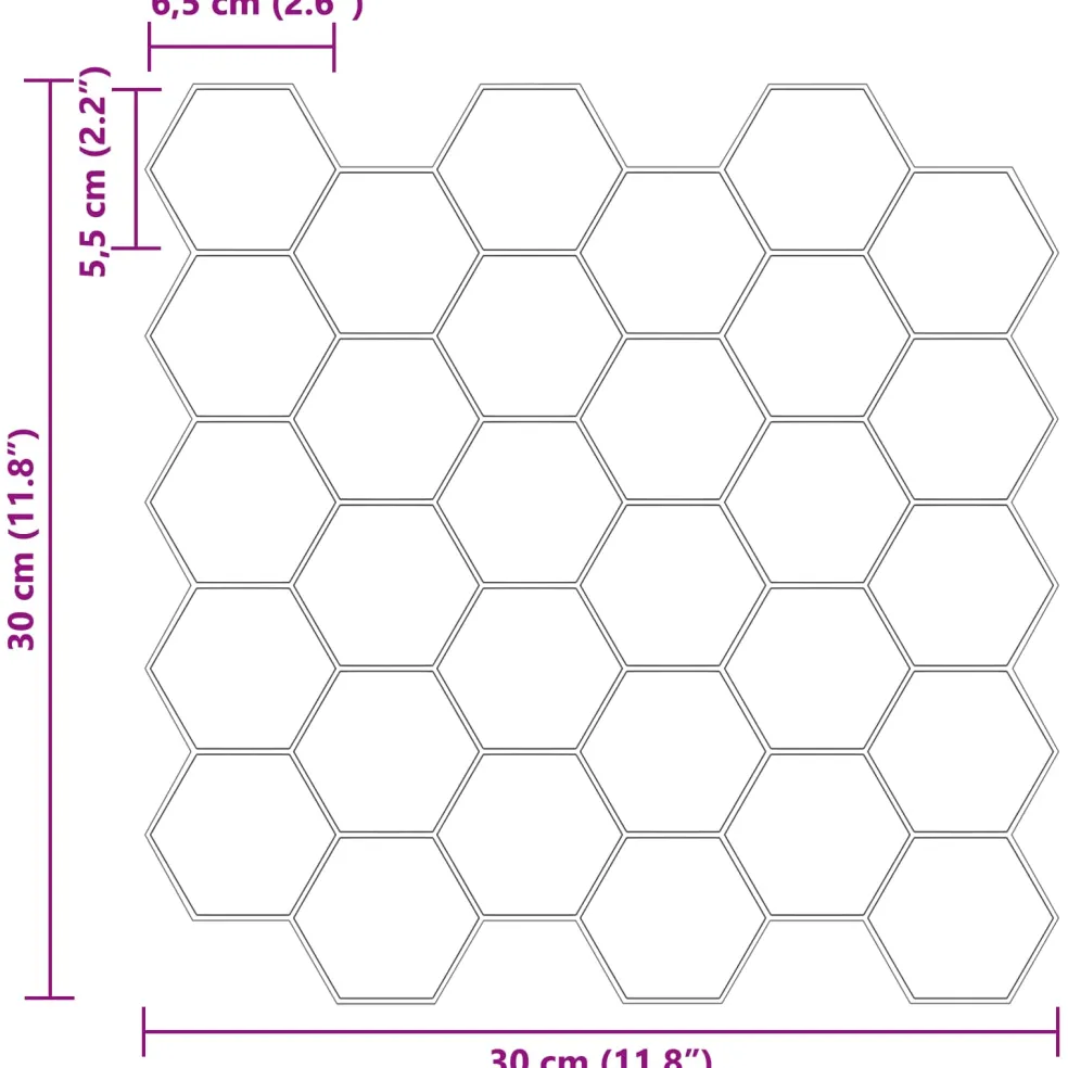 vidaXL Hexagon tegel 10 st Wit Grijs 30 x 30 cm Polyurethaan en PET