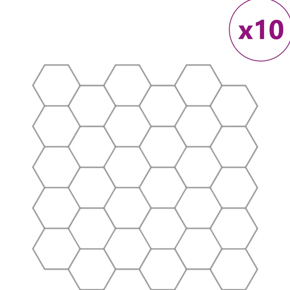 vidaXL Hexagon tegel 10 st Wit Grijs 30 x 30 cm Polyurethaan en PET
