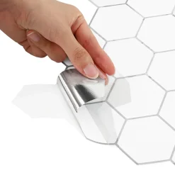 vidaXL Hexagon tegel 10 st Wit Grijs 30 x 30 cm Polyurethaan en PET
