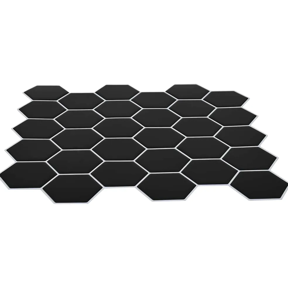 vidaXL Hexagon tegel 10 st Zwart 30 x 30 cm Polyurethaan en PET