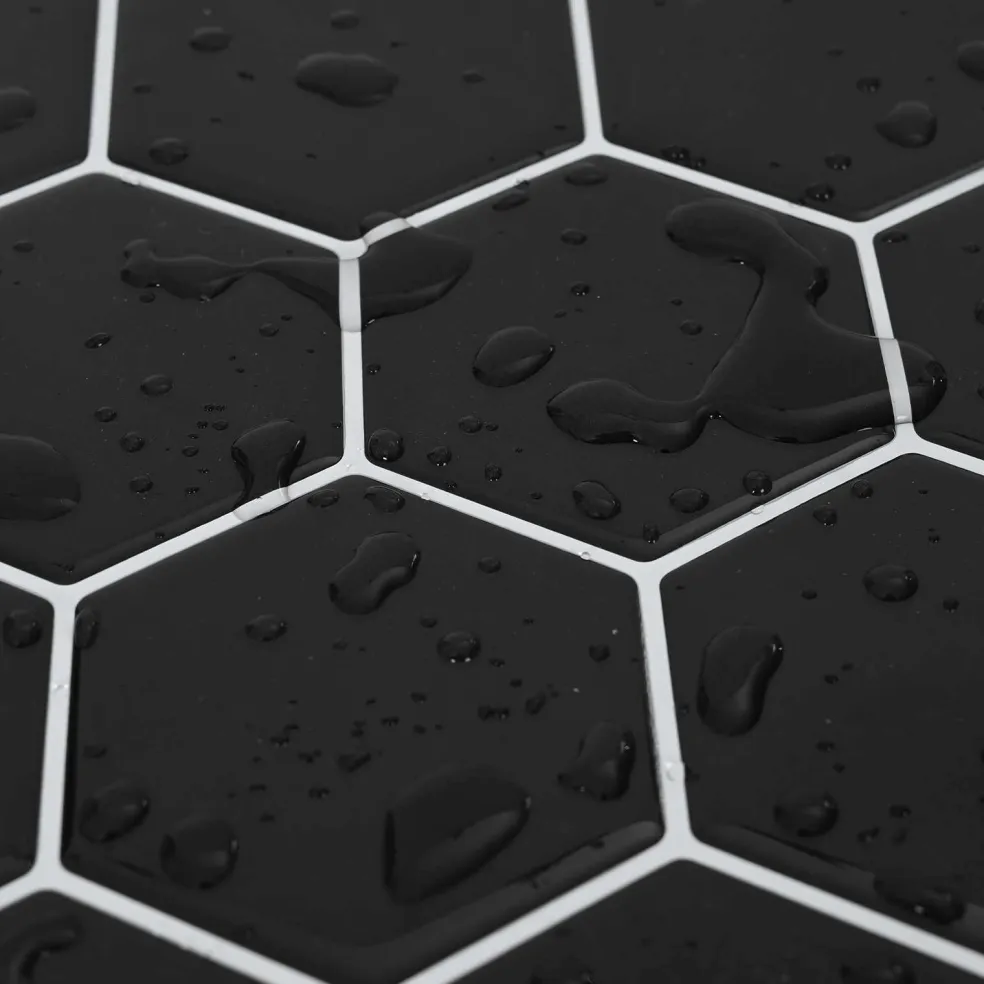 vidaXL Hexagon tegel 10 st Zwart 30 x 30 cm Polyurethaan en PET