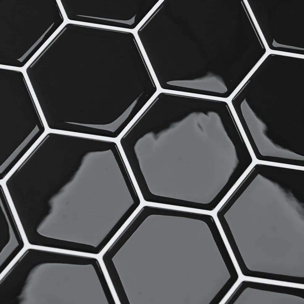 vidaXL Hexagon tegel 10 st Zwart 30 x 30 cm Polyurethaan en PET