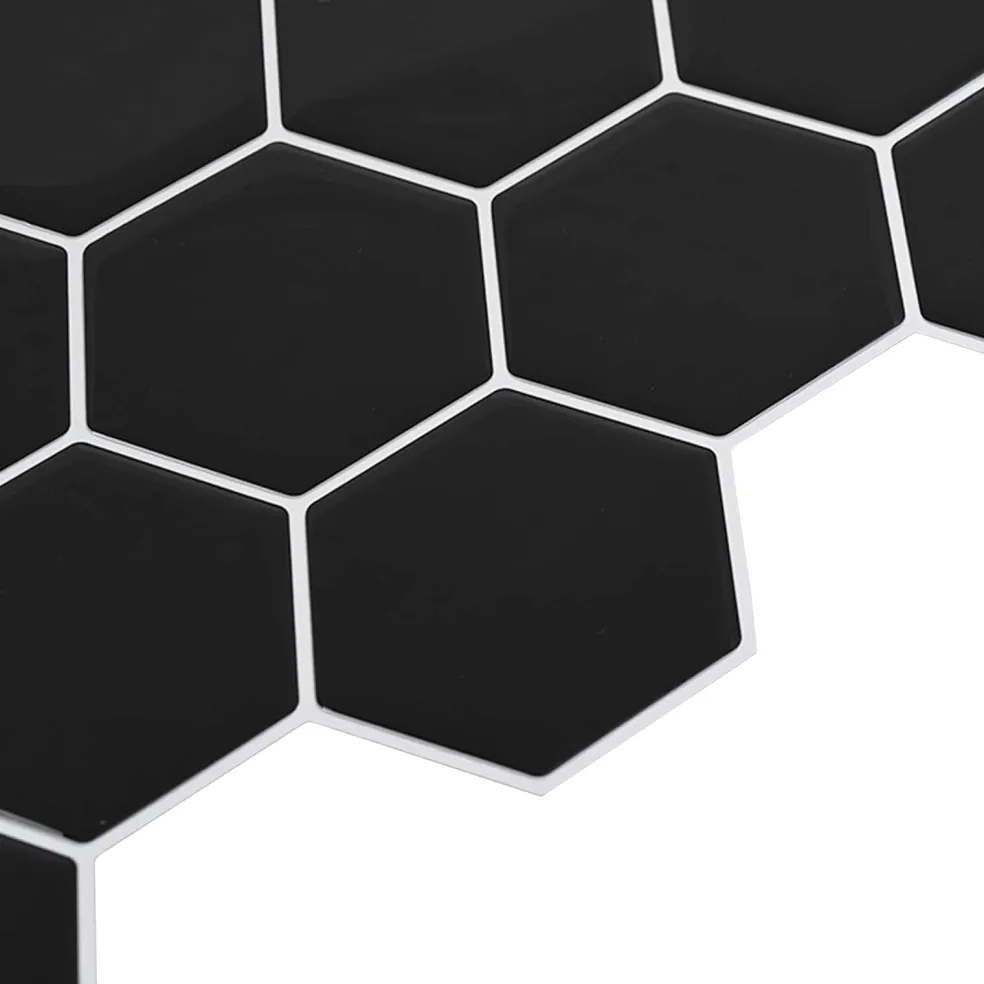 vidaXL Hexagon tegel 10 st Zwart 30 x 30 cm Polyurethaan en PET