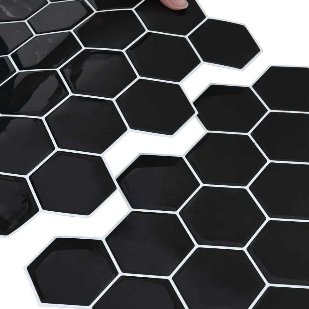 vidaXL Hexagon tegel 10 st Zwart 30 x 30 cm Polyurethaan en PET