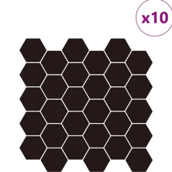 vidaXL Hexagon tegel 10 st Zwart 30 x 30 cm Polyurethaan en PET