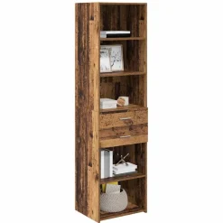 vidaXL Highboard Oud Hout 50 x 42,5 x 185 cm Bewerkt hout