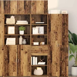 vidaXL Highboard Oud Hout 50 x 42,5 x 185 cm Bewerkt hout