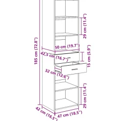 vidaXL Highboard Oud Hout 50 x 42,5 x 185 cm Bewerkt hout