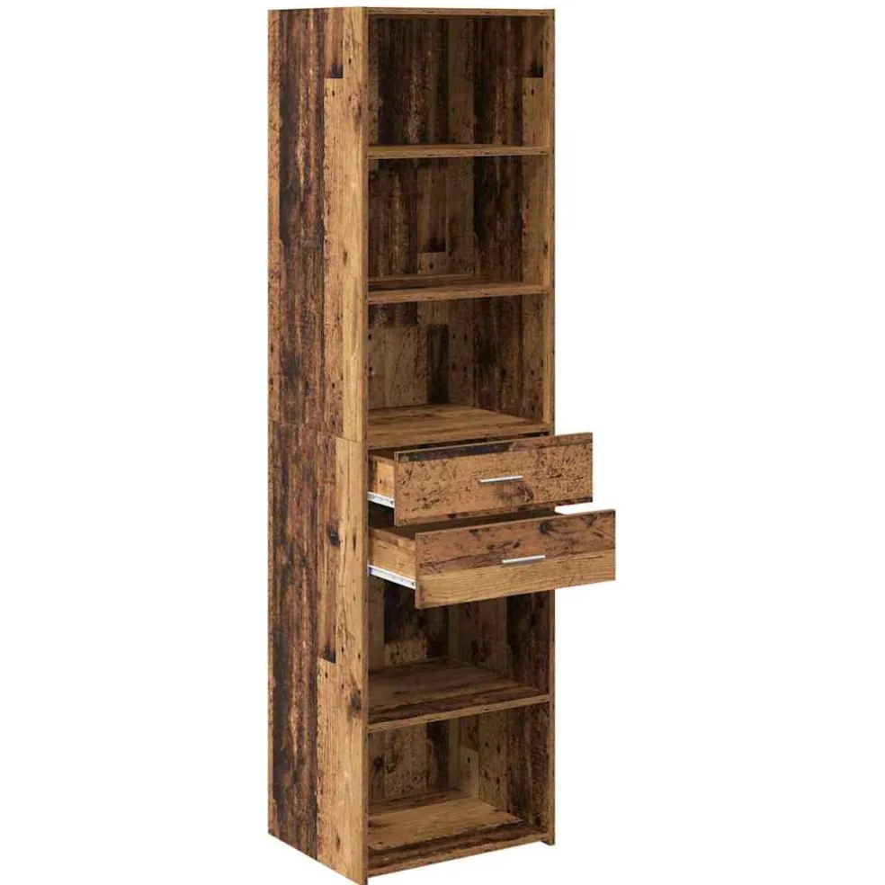 vidaXL Highboard Oud Hout 50 x 42,5 x 185 cm Bewerkt hout