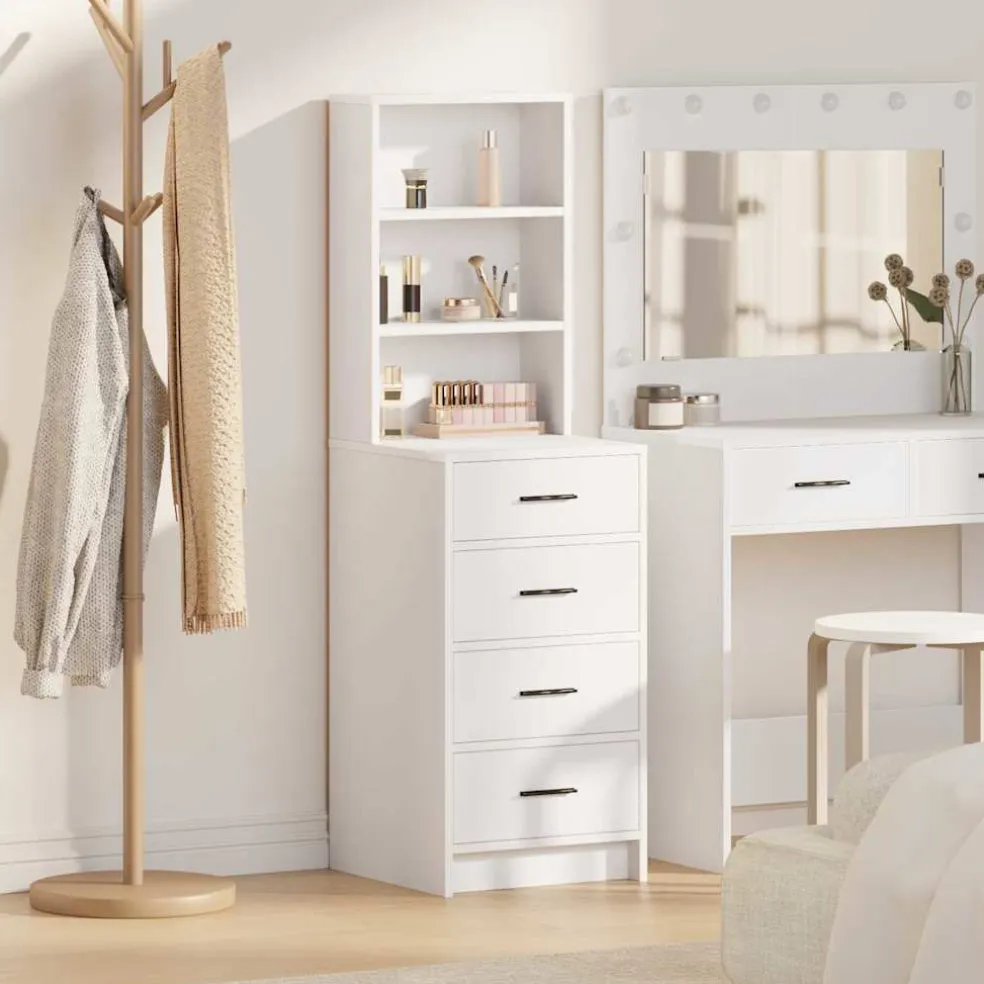 vidaXL Highboard Wit 40 x 41 x 135 cm Bewerkt hout