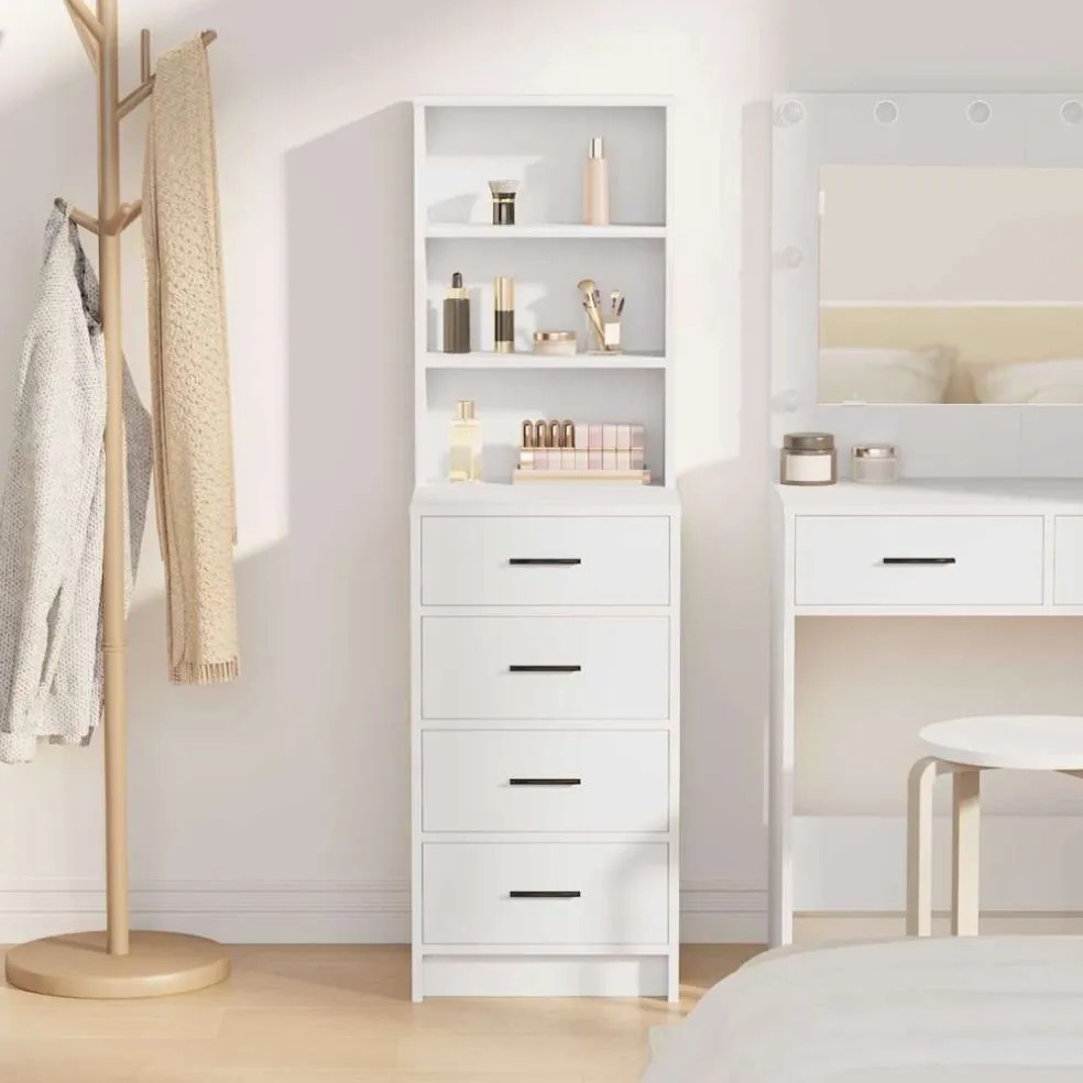 vidaXL Highboard Wit 40 x 41 x 135 cm Bewerkt hout