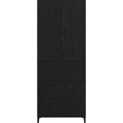 vidaXL Highboard Zwart Eiken 69,5 x 34 x 180 cm Bewerkt hout