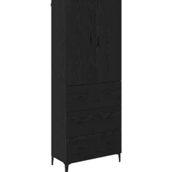 vidaXL Highboard Zwart Eiken 69,5 x 34 x 180 cm Bewerkt hout