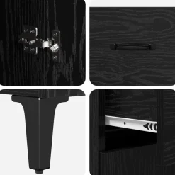 vidaXL Highboard Zwart Eiken 69,5 x 34 x 180 cm Bewerkt hout