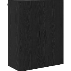 vidaXL Highboard Zwart Eiken 69,5 x 34 x 180 cm Bewerkt hout