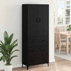 vidaXL Highboard Zwart Eiken 69,5 x 34 x 180 cm Bewerkt hout