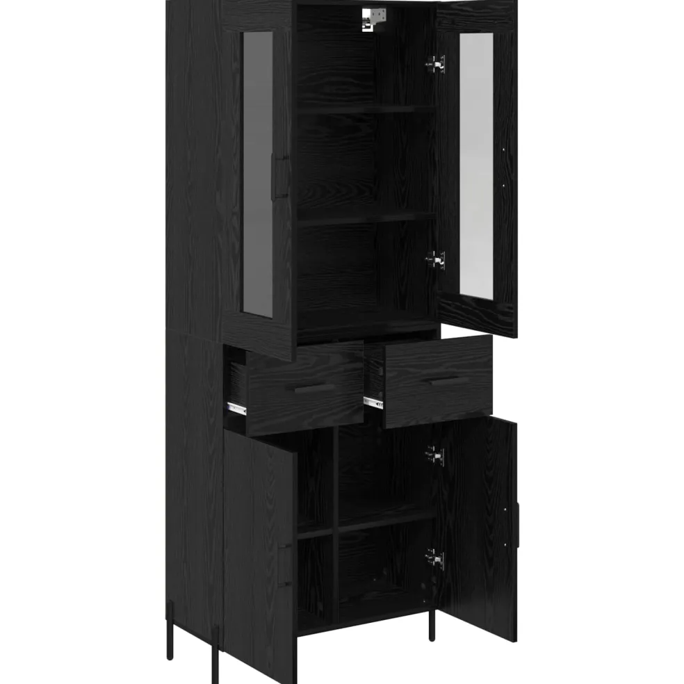 vidaXL Highboard Zwart Eiken 69,5 x 34 x 180 cm Bewerkt hout