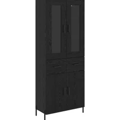 vidaXL Highboard Zwart Eiken 69,5 x 34 x 180 cm Bewerkt hout