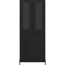 vidaXL Highboard Zwart Eiken 69,5 x 34 x 180 cm Bewerkt hout