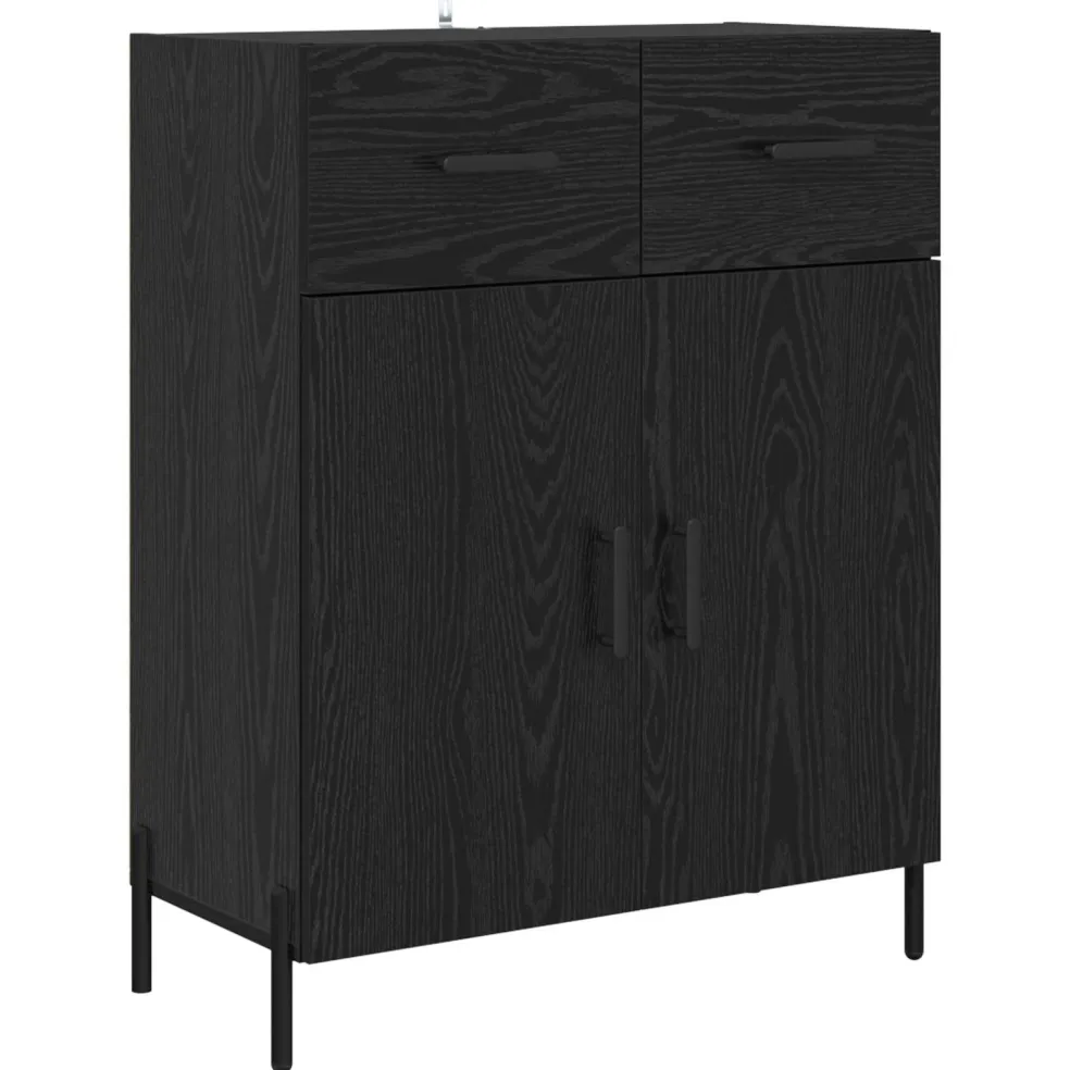 vidaXL Highboard Zwart Eiken 69,5 x 34 x 180 cm Bewerkt hout